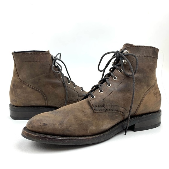 Thursday Boots President Lace Up Brown Nubuck Leather Plain Toe Combat Size 11 - Picture 2 of 10